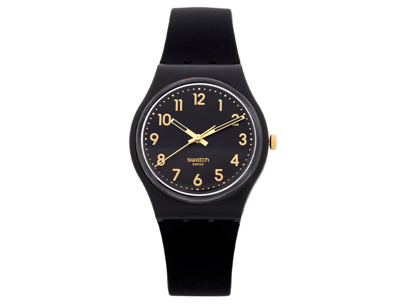 Swatch Unisex 34mm Golden Tac Silicone Watch - Black/Gold