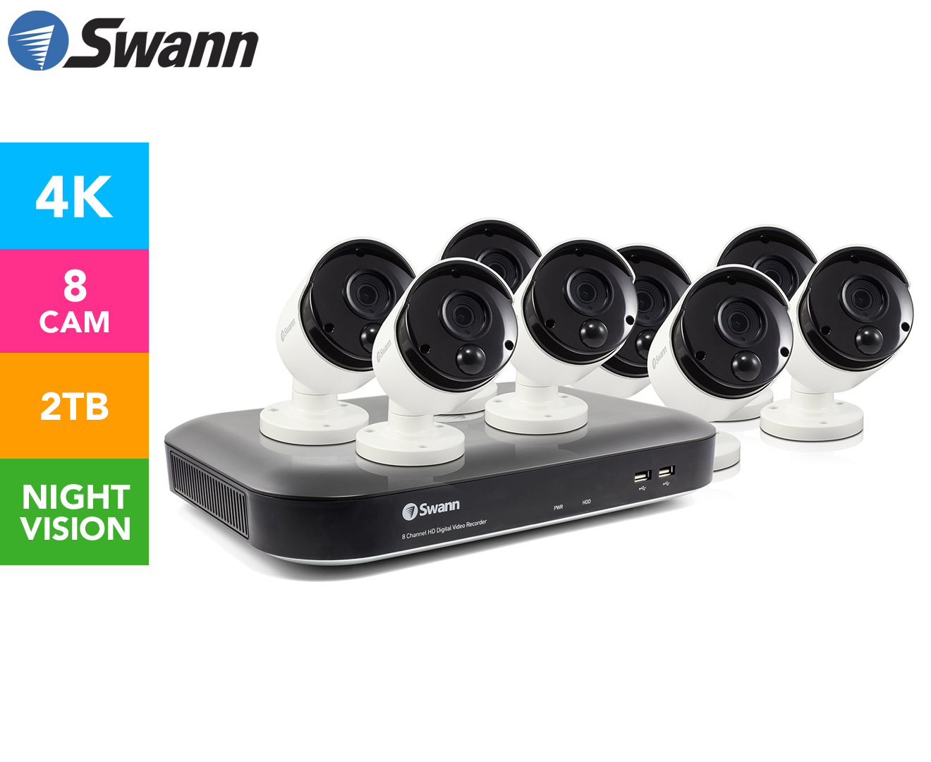 Swann DVR8-5580 8-Channel 4K UHD DVR + 8 X PRO-4KMSB Thermal Sensing ...