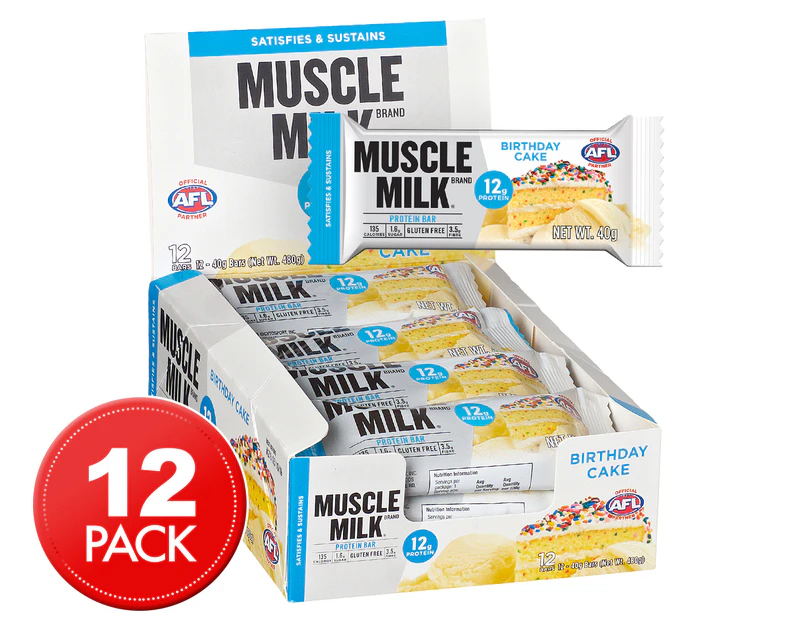 12 x Muscle Milk Protein Bar Birthday Cake 40g