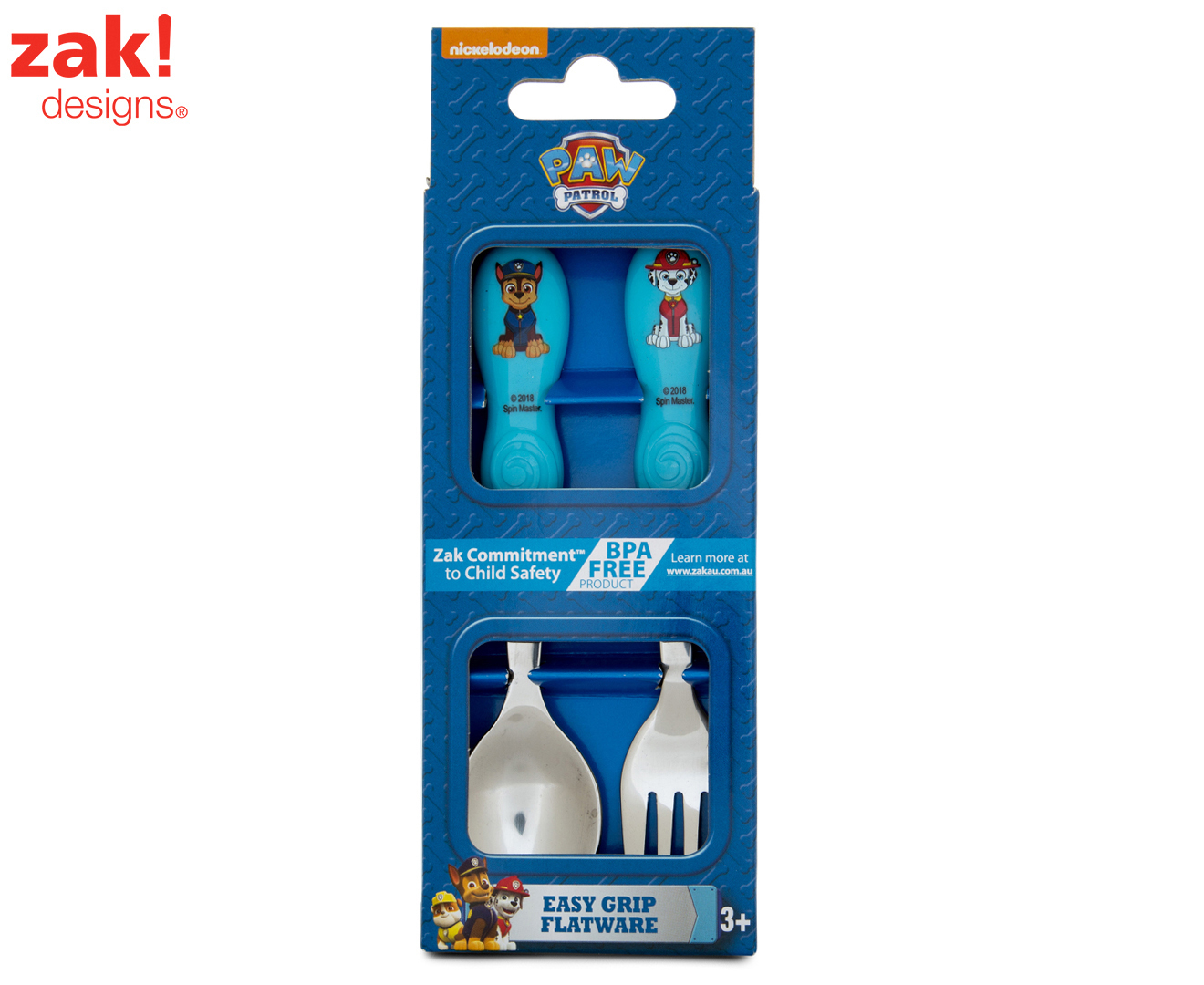 Zak Designs Paw Patrol Easy Grip Flatware Fork And Spoon Utensil