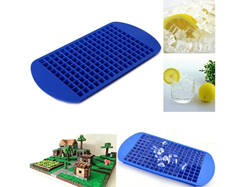 Cake Mould 160 Ice Cubes Frozen Cube Bar Pudding Silicone Tray Mould Mold Tool  - Blue