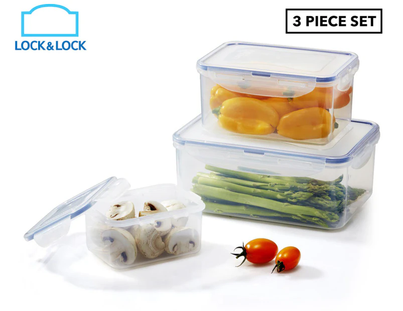 Lock & Lock 3-Piece Nesting Container Set - Clear/Blue