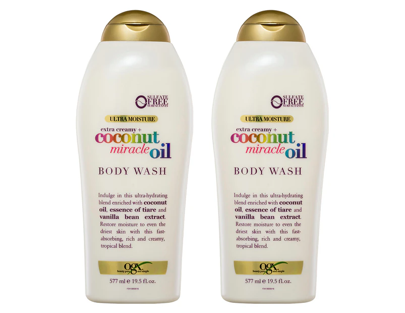 2 x OGX Coconut Miracle Oil Body Wash 577mL