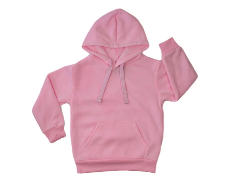 Kids Hoodie Jumper Pullover Basic School Uniform Plain Casual Sweatshirt - Light Pink
