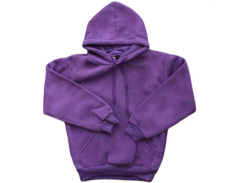 Kids Hoodie Jumper Pullover Basic School Uniform Plain Casual Sweatshirt - Purple