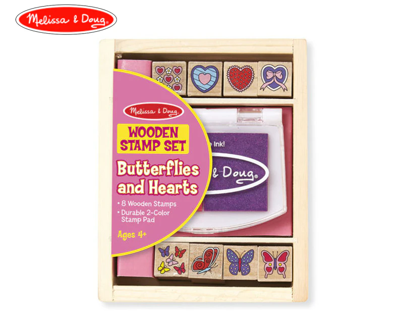 Melissa & Doug Butterfly And Hearts Wooden Stamp Set 