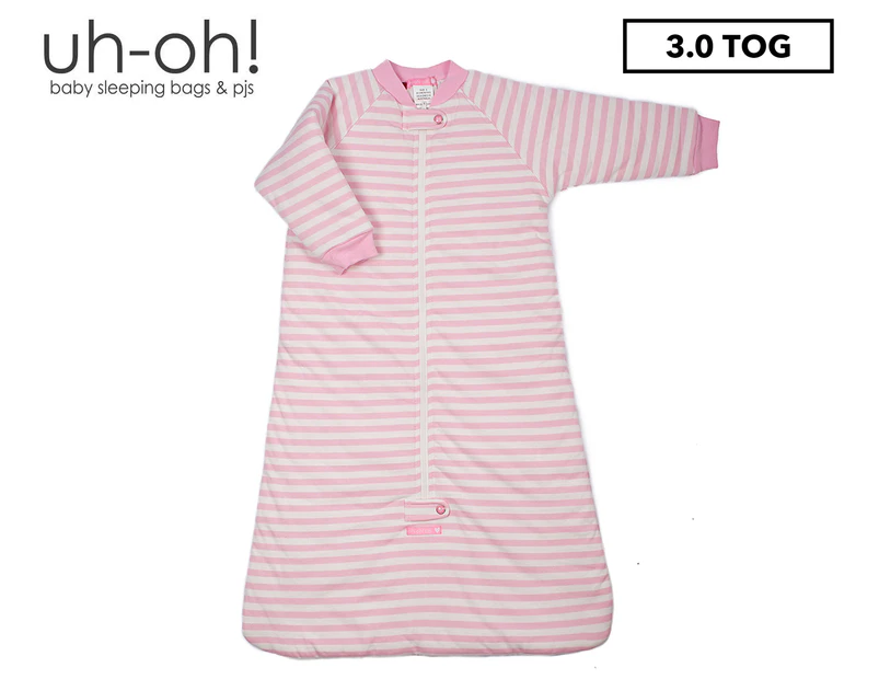 Uh-Oh! 3.0 Tog Long Sleeve Baby Sleeping Bag - Pink