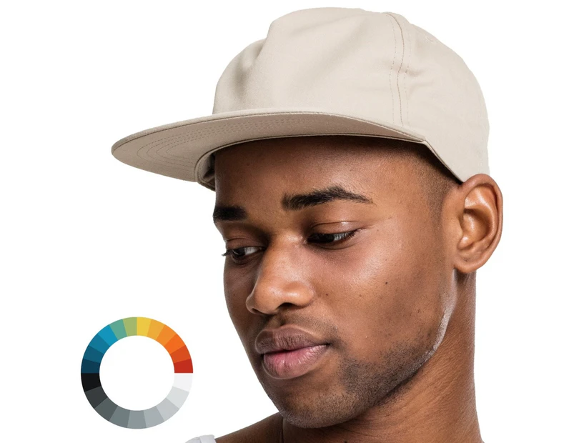 Flexfit 5-Panel Unstructured Snapback Cap - One Size - Khaki