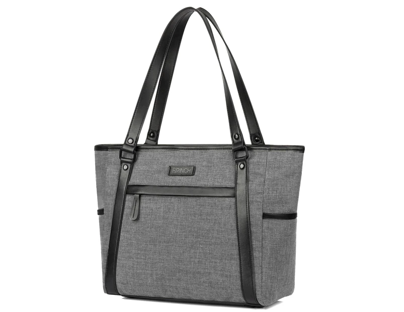 BRINCH Women’s Classic Nylon 15.6 Inch Laptop Tote Bag-Grey