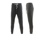 Men's Track Pants Slim Cuff Trousers Sport Tracksuit Casual Plain Black Grey - Grey