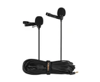 Comica CVM-D02 Dual-head Lavalier Lapel Microphone Clip-on Omnidirectional Condenser Mic Cable Length 6m/19.7ft