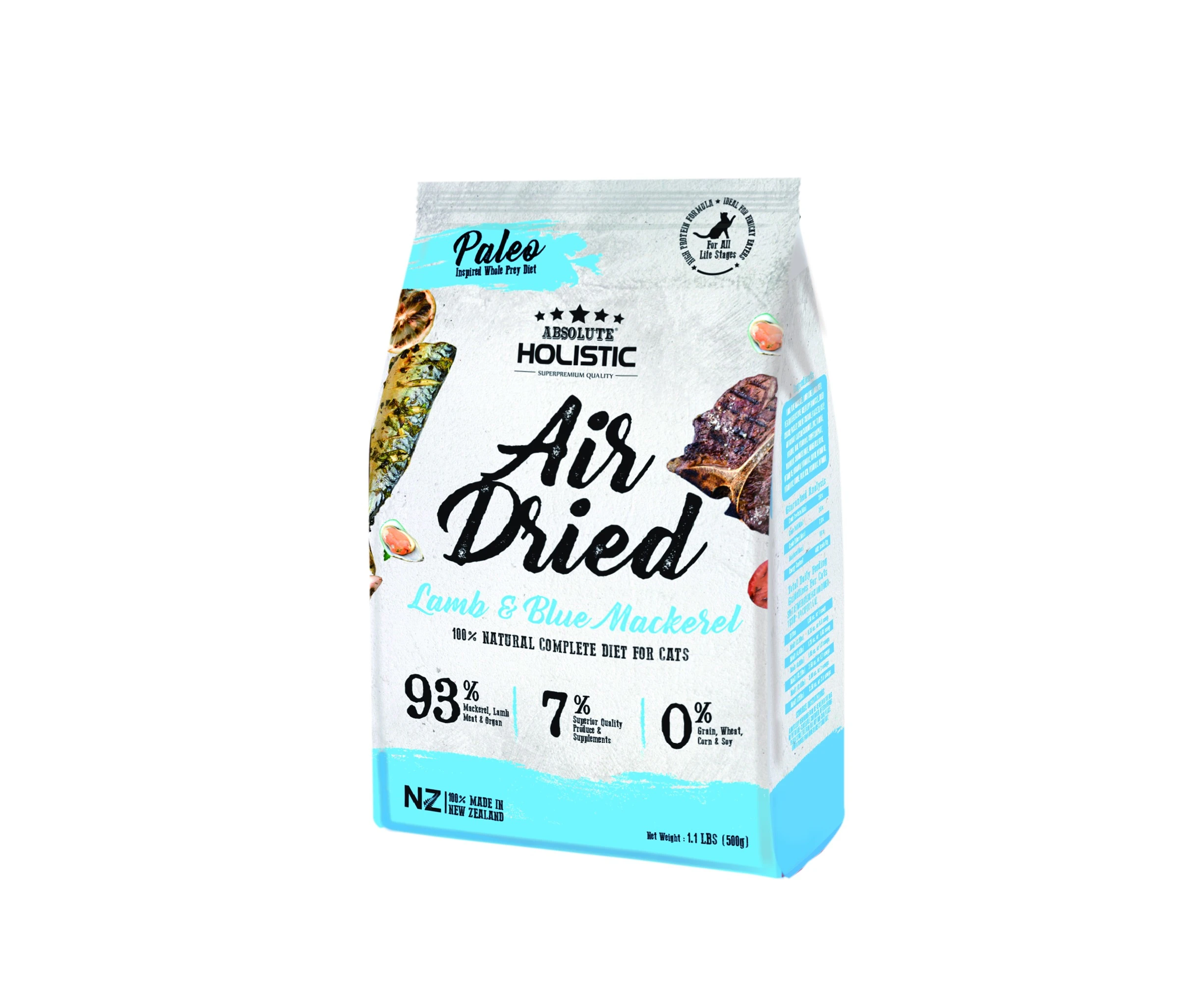 Absolute Holistic Blue Mackerel &amp; Lamb Air Dried Cat Food 500g