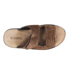 Suva Olympus Mens Leather Comfort Flat Sandal - Brown
