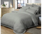 1000TC Ultra Soft Striped Quilt/Doona/Duvet Cover Set(Queen/King/Super King Size Bed)-Grey