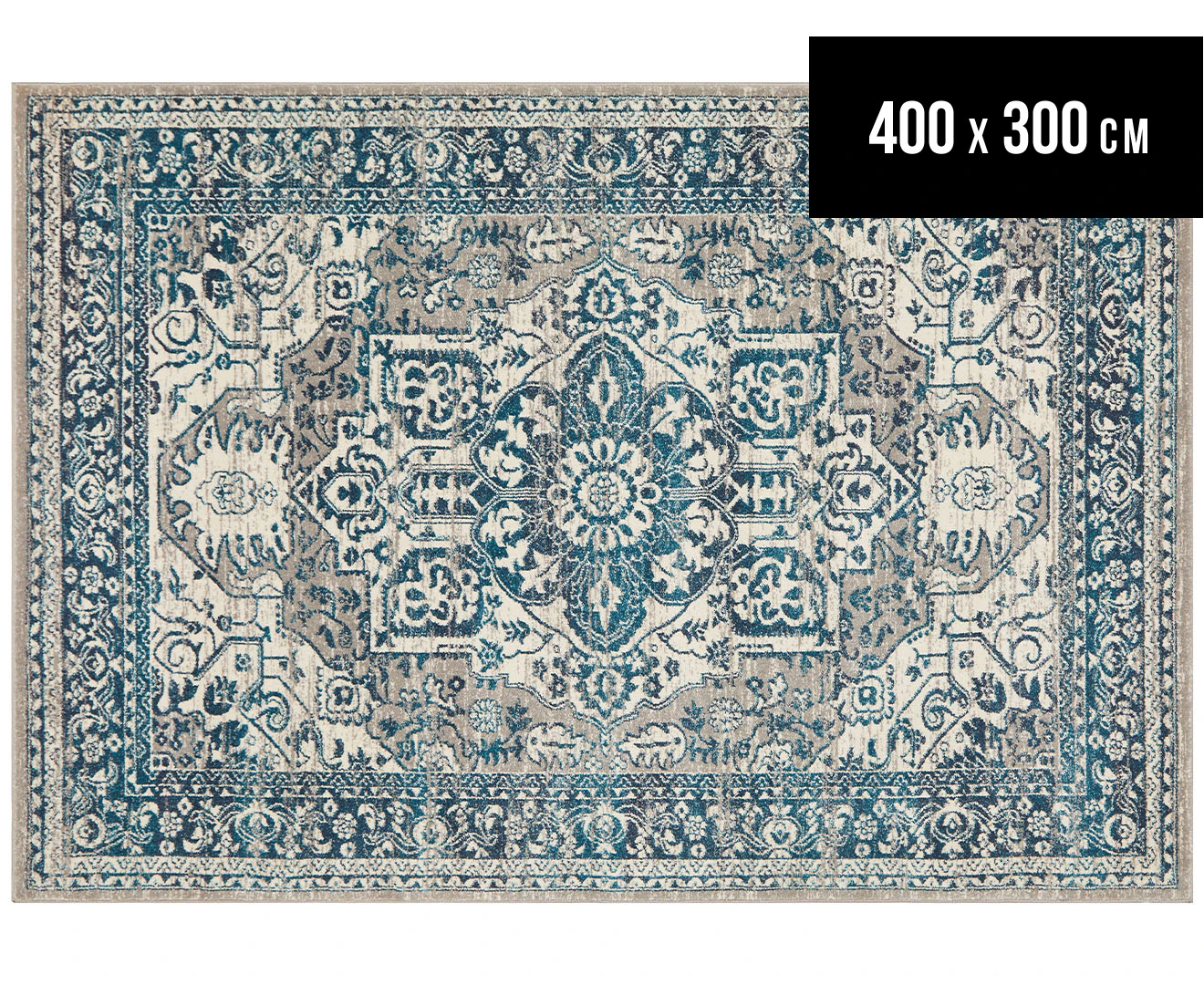 Rug Culture 400x300cm Babylon 207 Floral Rug - Sky Blue