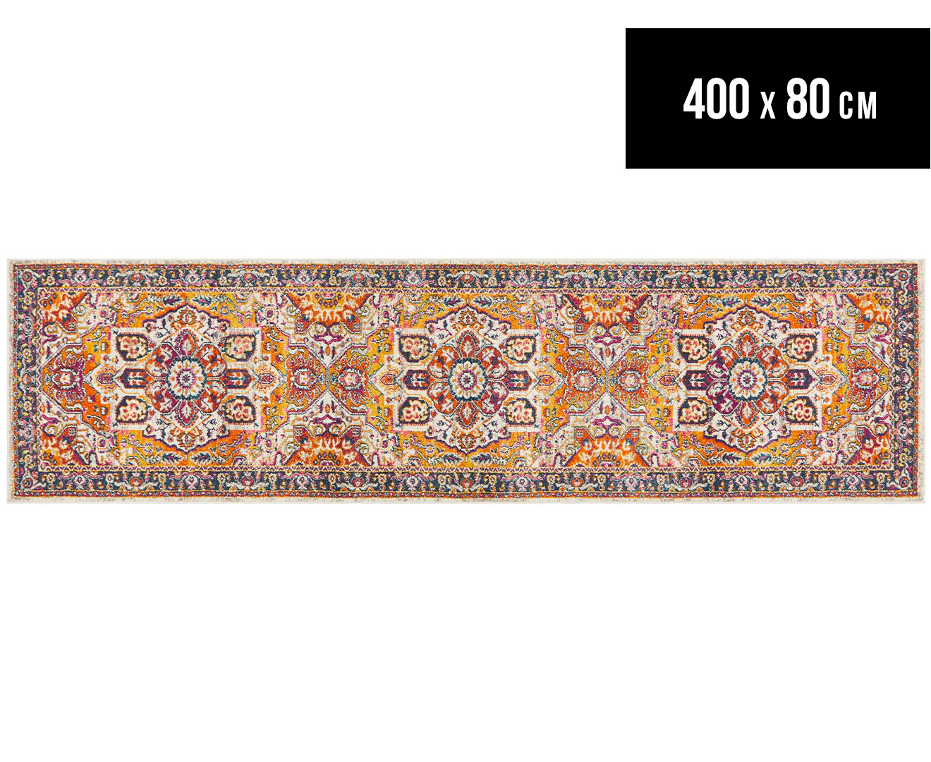 Rug Culture Babylon 400x80cm Floral Vintage Look Runner Rug - Multi