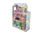 Wooden Doll House + 12pc Furniture
