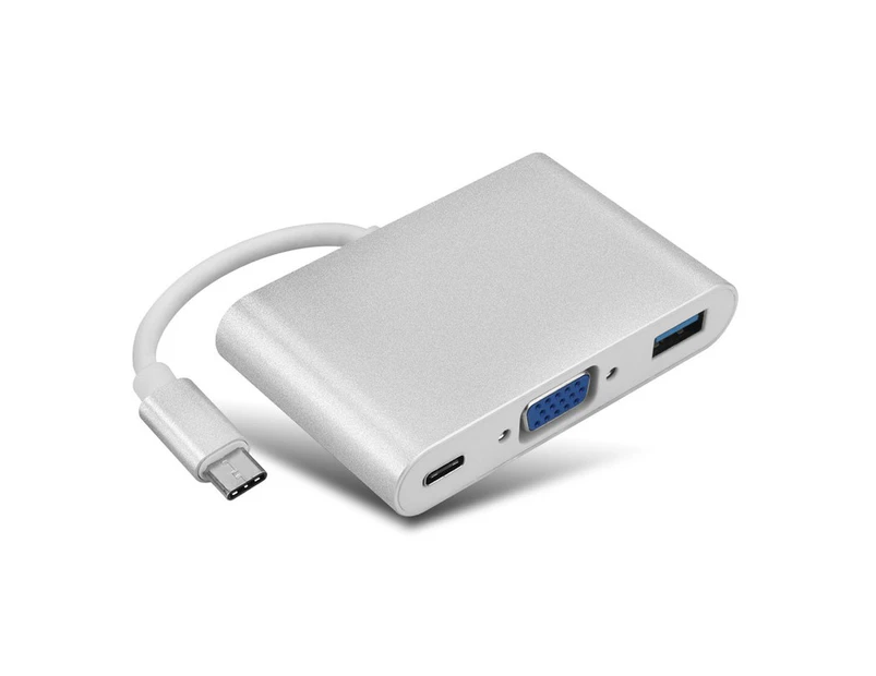 3in1 Type C USB 3.1 to USB-C/VGA/USB 3.0 Multiport Charging Adapter Cable Converter Hub For Apple Macbook