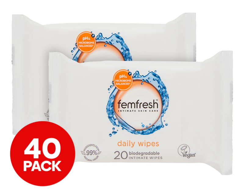 2 x Femfresh Daily Wipes 20 Pack