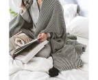 New Cotton Knitted Black Tassel Blanket Home Decor Striped Throw Rug 130x160cm Black