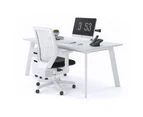 Switch Executive Desk - White Frame [1800L x 800W] - white, silver modesty