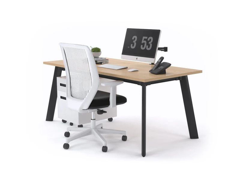 Switch Executive Desk - Black Frame [1200L x 800W] - maple, white modesty