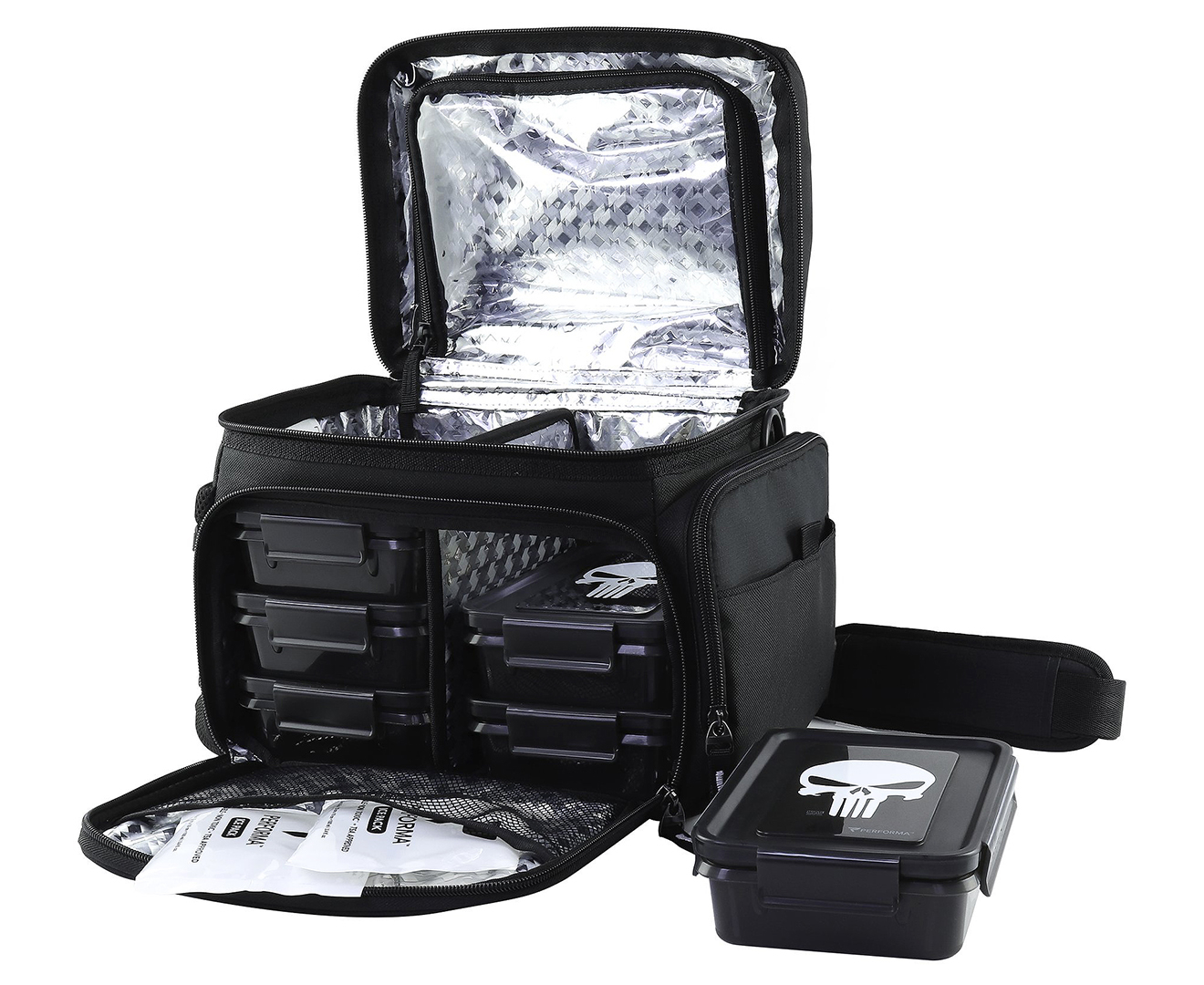 Performa 6 Meal Prep and Fitness Bag - Punisher, Includes six pack of  containers