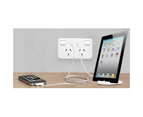 PT9822 JACKSON Dual Gpo With 2 USB Sockets 240V Wall Plate  Standard Wall Plate Size To Replace Existing Powerpoints  DUAL GPO WITH 2 USB SOCKETS