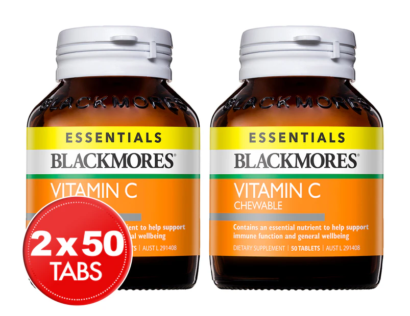 2 x Blackmores Essentials Vitamin C Chewable 50 Tabs