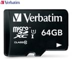 Verbatim 64GB Class 10 Premium microSDXC Memory Card w/ Adaptor 1