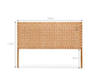 Natural Tan Woven Leather Solid Teak Wood Queen Size Bed Head Headboard