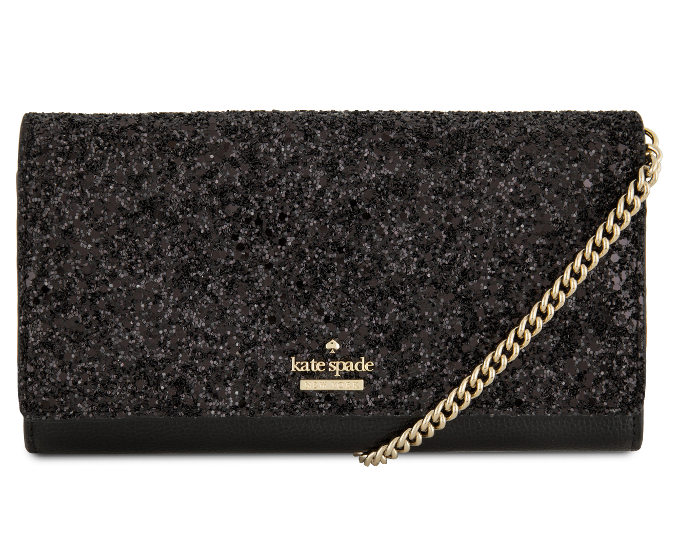 Kate spade black hot sale glitter clutch