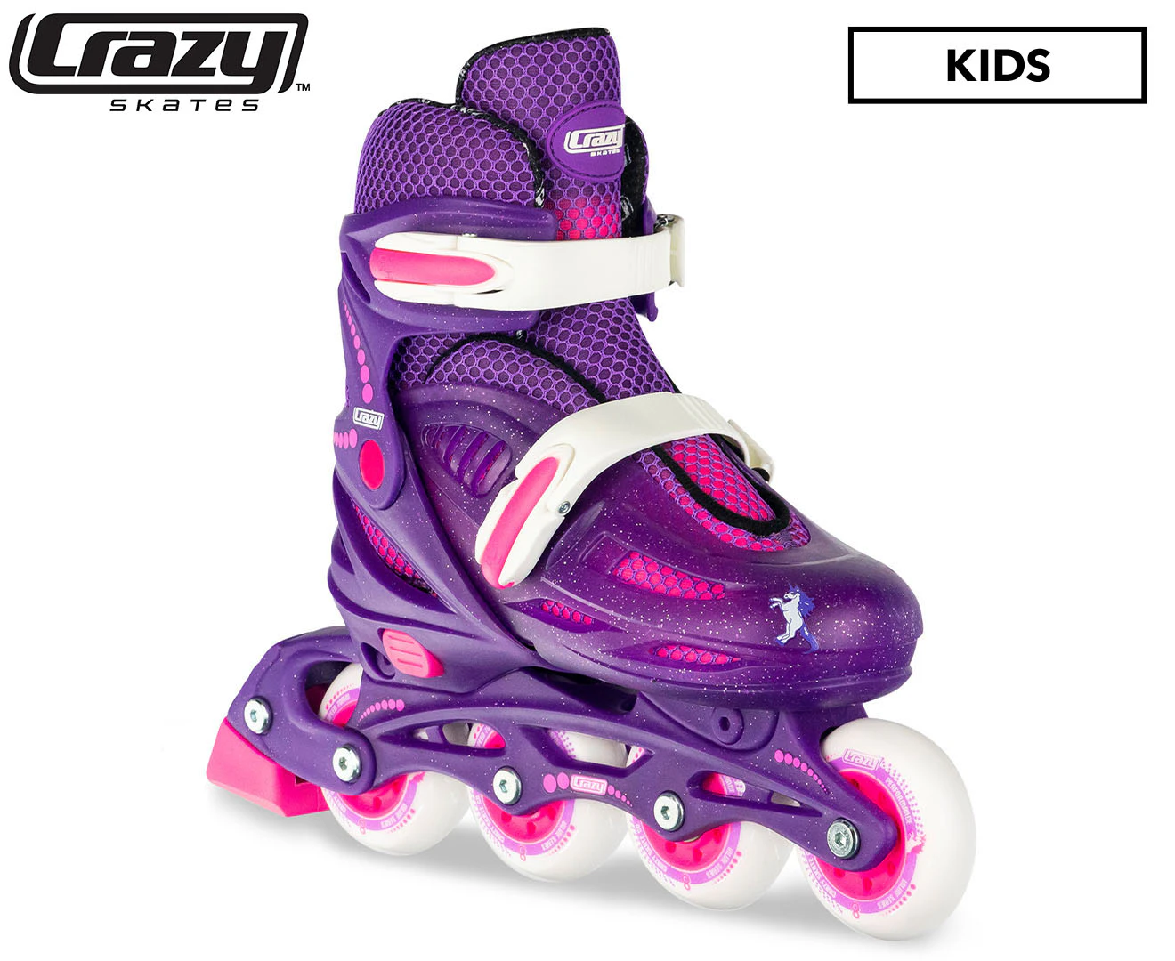 Crazy Skates 148 Adjustable Kids Inline Skates - Purple Glitter