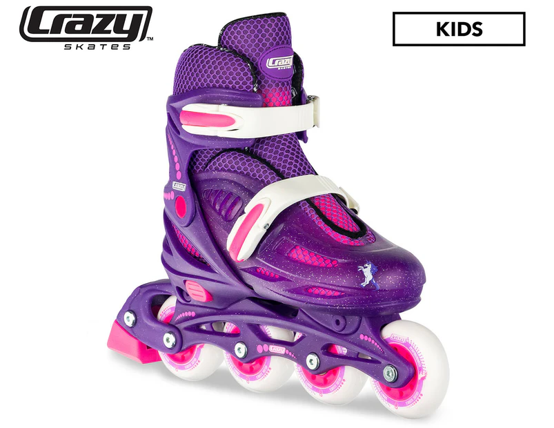 Crazy Skates 148 Adjustable Kids Inline Skates - Purple Glitter