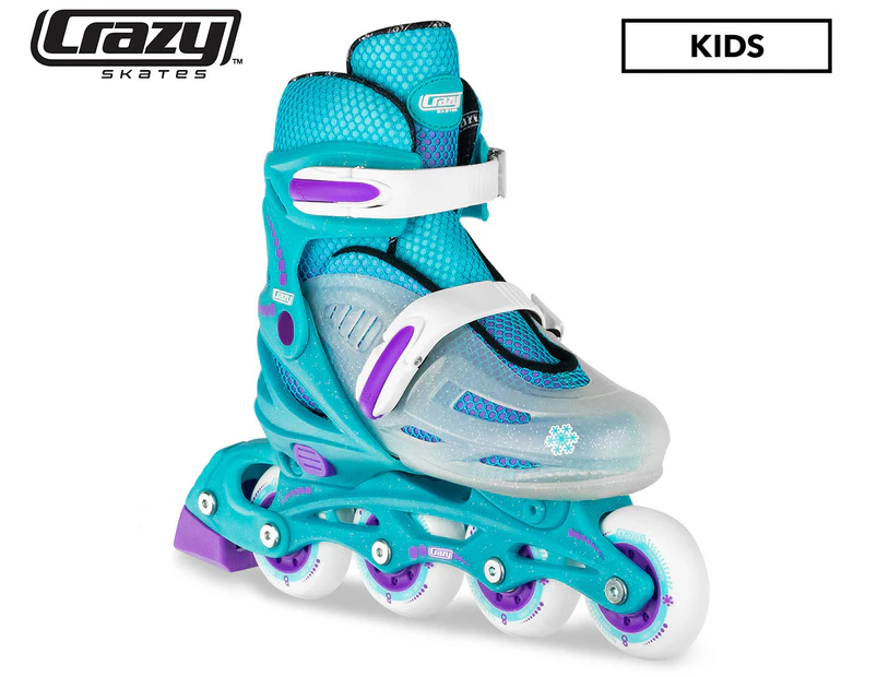 Crazy Skates 148 Adjustable Kids Inline Skates - Teal Glitter