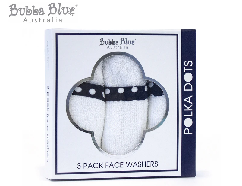 Bubba Blue Polka Dots Face Washer 3-Pack - Navy