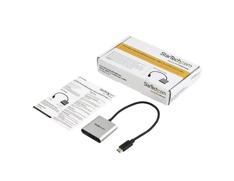 Startech.Com Usb To Usb-C Adapter With Power Delivery - Usb-C To Usb-A And Usb-C