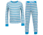 Trespass Kids Boys Calum Thermal Base Layer Set (Top & Bottoms) (Blue Stripe) - TP897