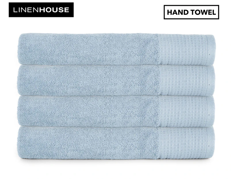 Linen House Waffle Hand Towel 4-Pack - Blue