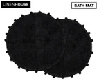 Linen House Tobago Round Bath Mat 2-Pack - Black
