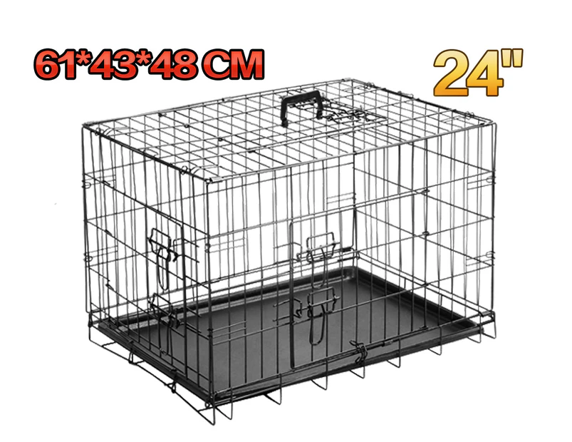 24inch Metal Collapsible Dog Cage Kennel Crate Pet Folding Door Puppy Rabbit Playpen