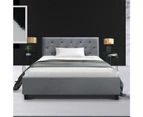 Artiss King Single Size Bed Frame Base Mattress Fabric Wooden Grey VANKE