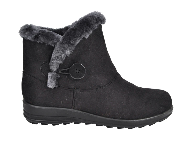 Mallory Vybe Lifestyle Ankle Boot with Faux Fur Trim Women's - Black