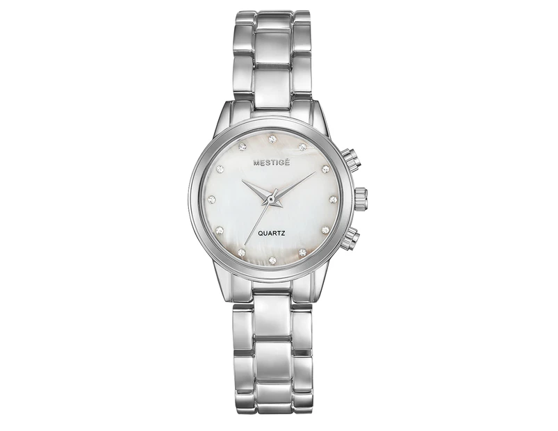 Mestige Women's 28mm The Christie Watch w/ Swarovski® Crystals - Silver