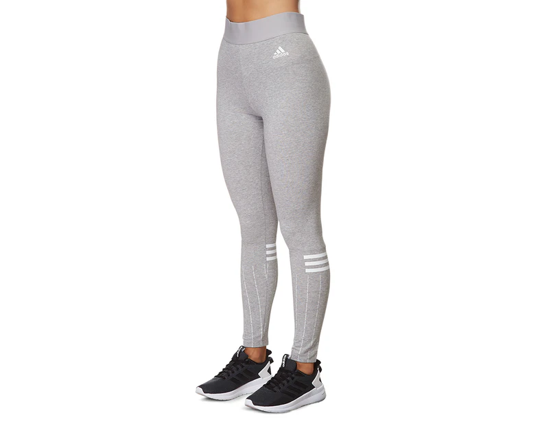 Adidas Women's Sport ID Printed Tight - Mid Grey Heather/White