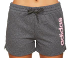 Adidas Women's Essentials Linear Logo Short - Dark Grey Heather/True Pink