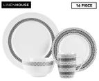 Linen House Aielli 16-Piece Dinner Set - White/Black