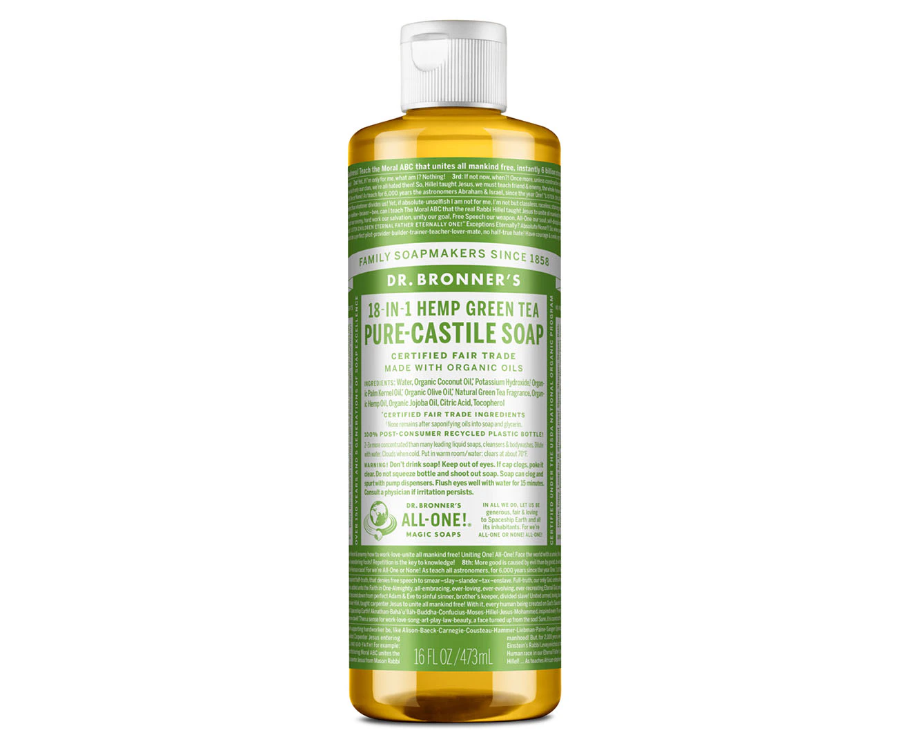 Dr. Bronner's Pure-Castile Liquid Soap 473mL - Green Tea