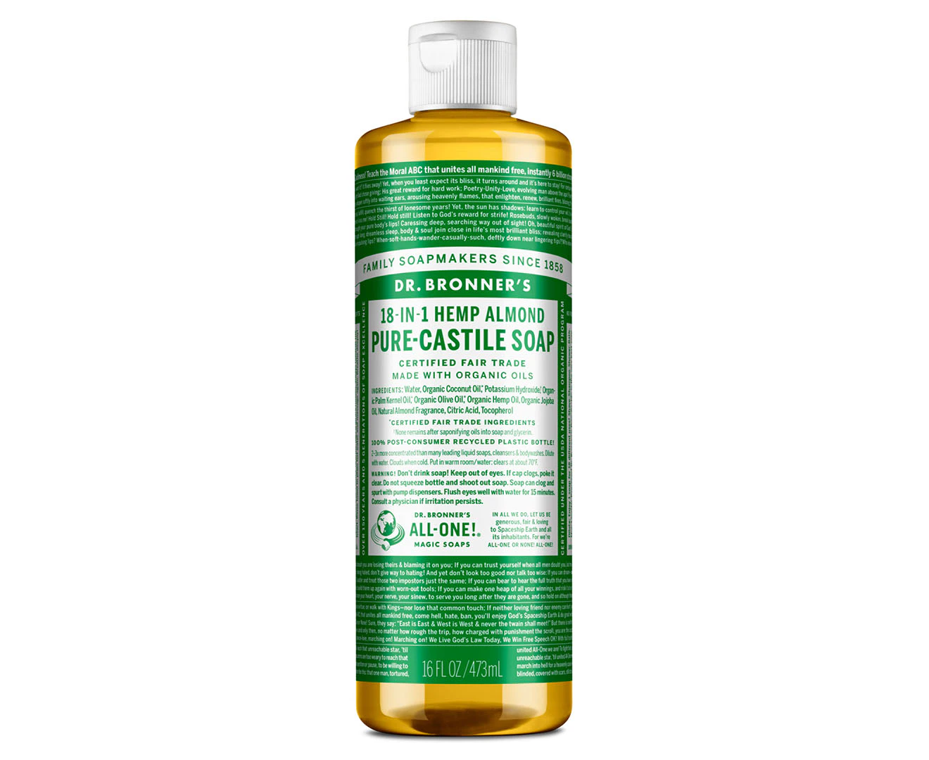 Dr. Bronner's Pure-Castile Liquid Soap 473mL - Almond