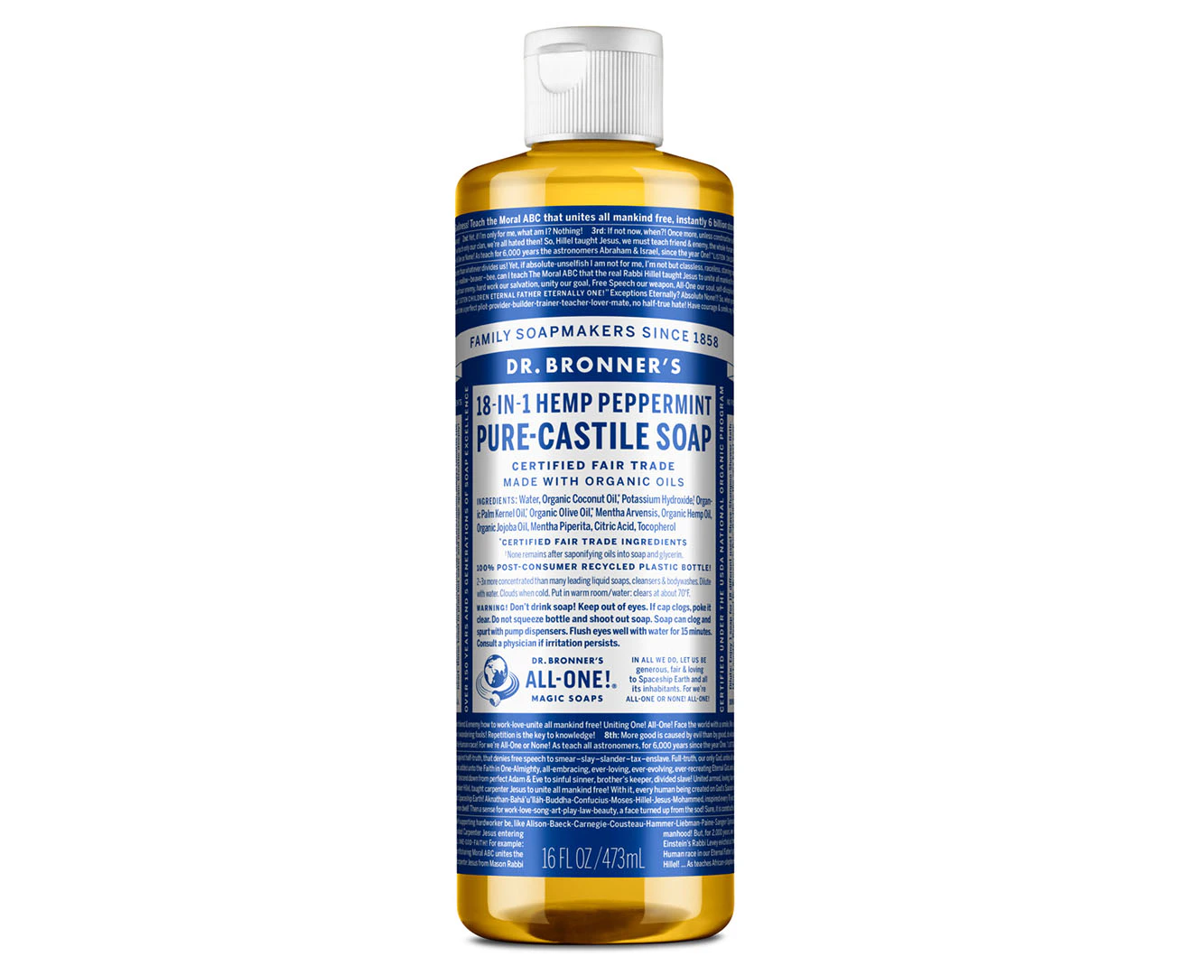 Dr. Bronner's Pure-Castile Liquid Soap 473mL - Peppermint